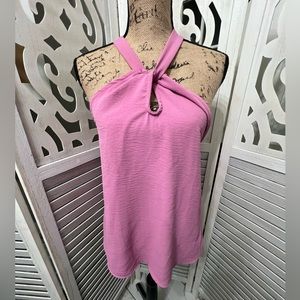 143 Story Twisted Neck Pink Halter Top
